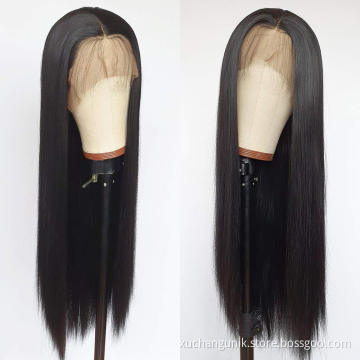 Uniky High quality Straight hair 360 Wig Frontal Wig Remy Hair Human Hair Transparent Long 28inch Large Lace French Lace